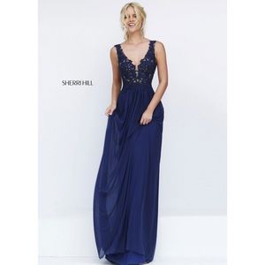 Sherri Hill Prom Dress Size 00 Navy Blue